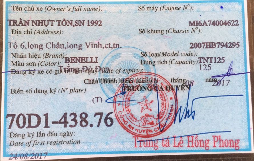 Can ban Benelli TNT 125 2017 Trang Do Xe Cu o Tay Ninh gia lien he MSP #955324