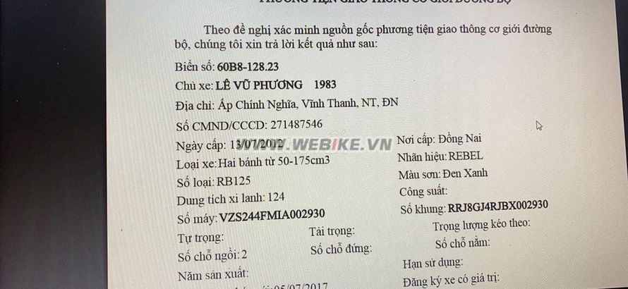 Cop Tam Huyet - Can ban REBEL USA khac  o Vinh Long gia 17tr MSP #2016455