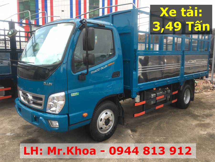 Thaco Bình Dương bán xe tải OLLIN350.E4 - Thùng mui bạt 3,49 tấn - Công nghệ ISUZU - Giá tốt, hỗ trợ vay vốn 75%
